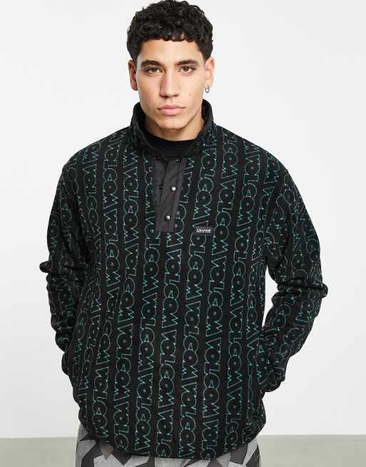 Volcom - Error 92 - Polaire imprimée avec col à boutons-pression - Noir