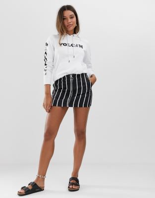 Volcom Fochickie stripe skirt in black