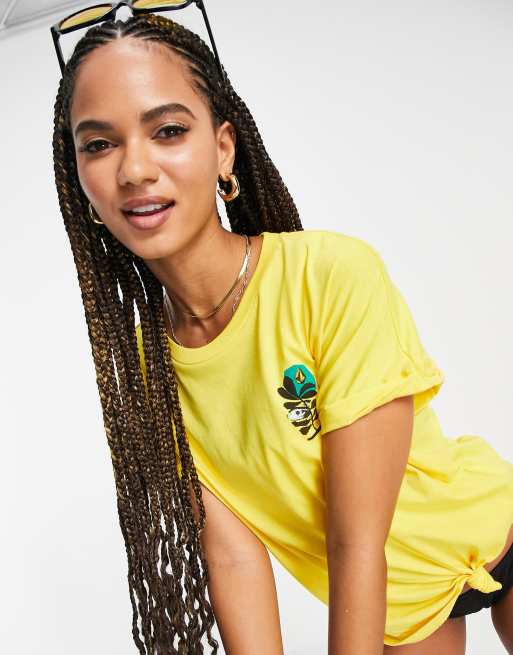 Volcom Frontye t oversized t shirt in yellow, 3 of 4