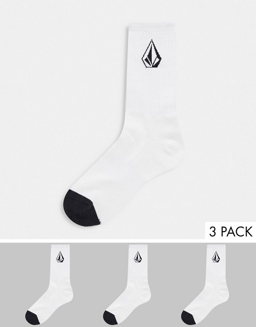 Volcom Full Stone 3 pack sock in white