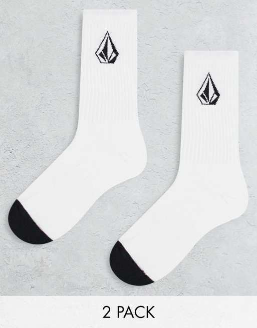 Volcom – Full Stone – Zestaw 2 par białych skarpetek