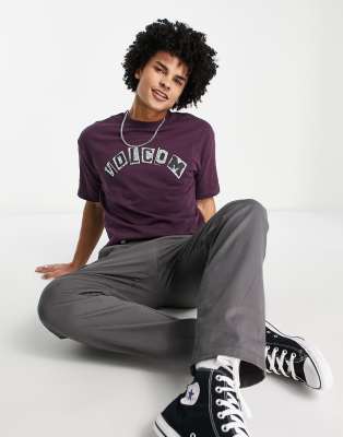 Volcom Hi School T-shirt in burgundy-Red