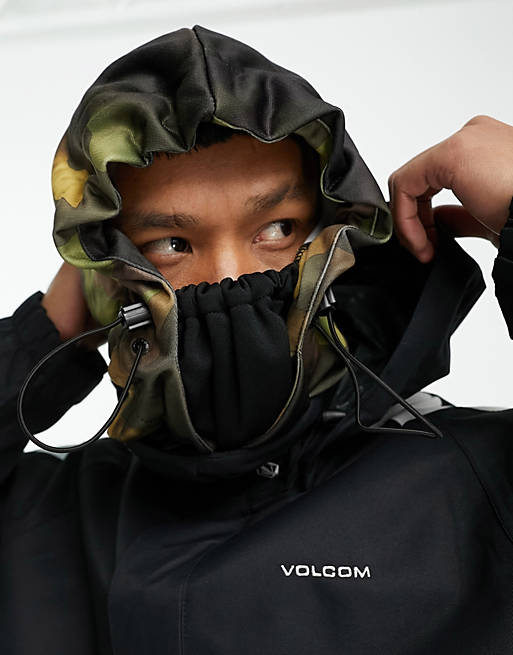 Volcom – Hydro – Kamouflagemönstrad vinterhuva i fleece 