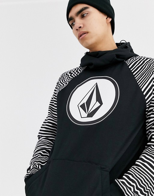 Volcom Hydro Riding hoodie with stripe arm detail in black