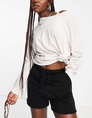 Volcom Volcom Iconic oversized long sleeve top in cream-White