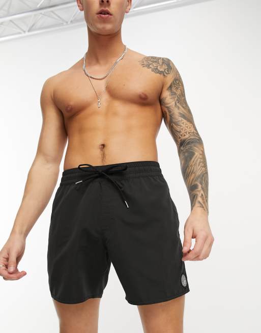 Solid black 2025 swim trunks