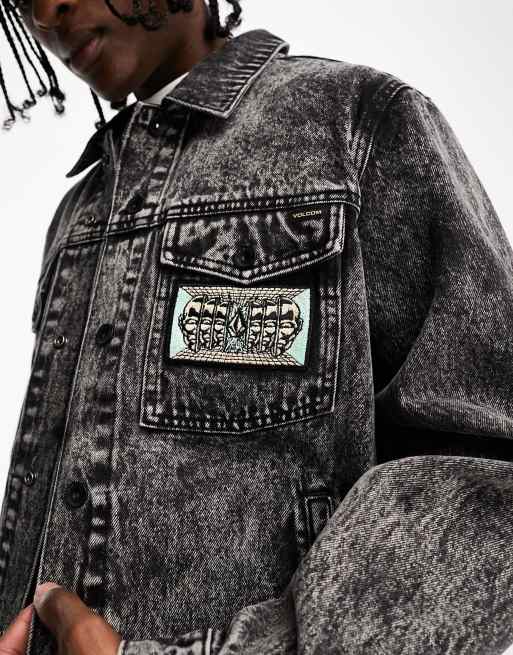 Volcom black denim sales jacket