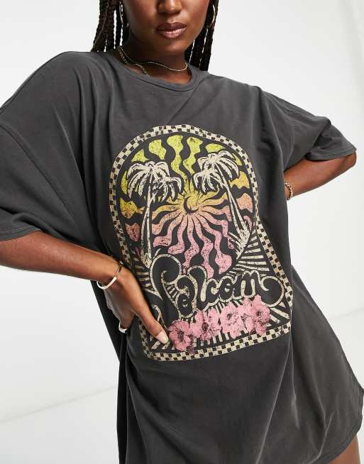 Volcom My Guys oversized boyfriend t shirt in black