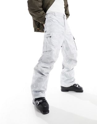 Volcom Newark baggy ski trousers in white camo
