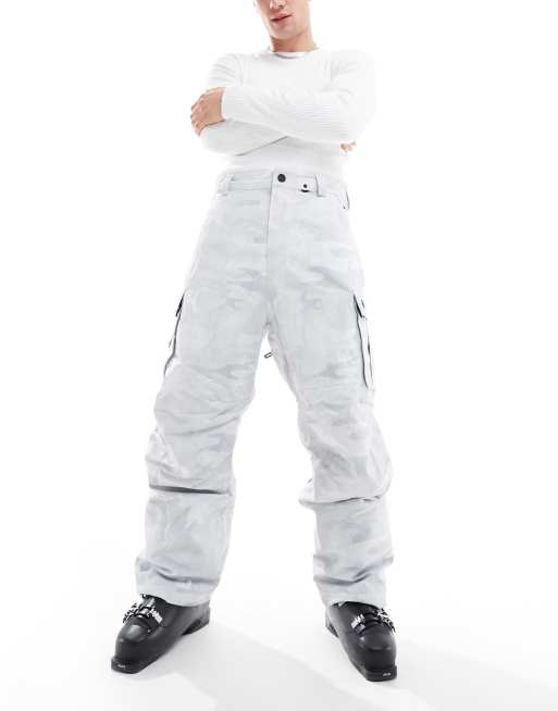 Volcom Newark baggy ski trousers in white camo