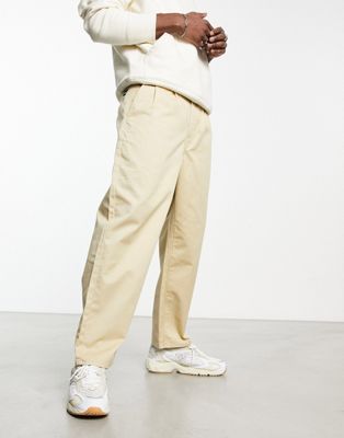 Volcom pleated loose tapered chino in beige-Neutral