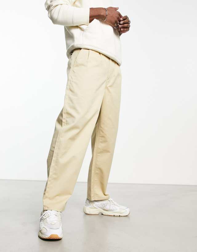 Volcom - pleated loose tapered chino in beige