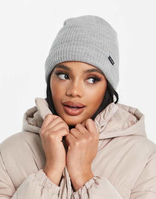 Volcom polar lined beanie in light grey 