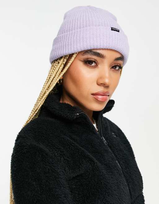 Volcom polar lined beanie in lilac