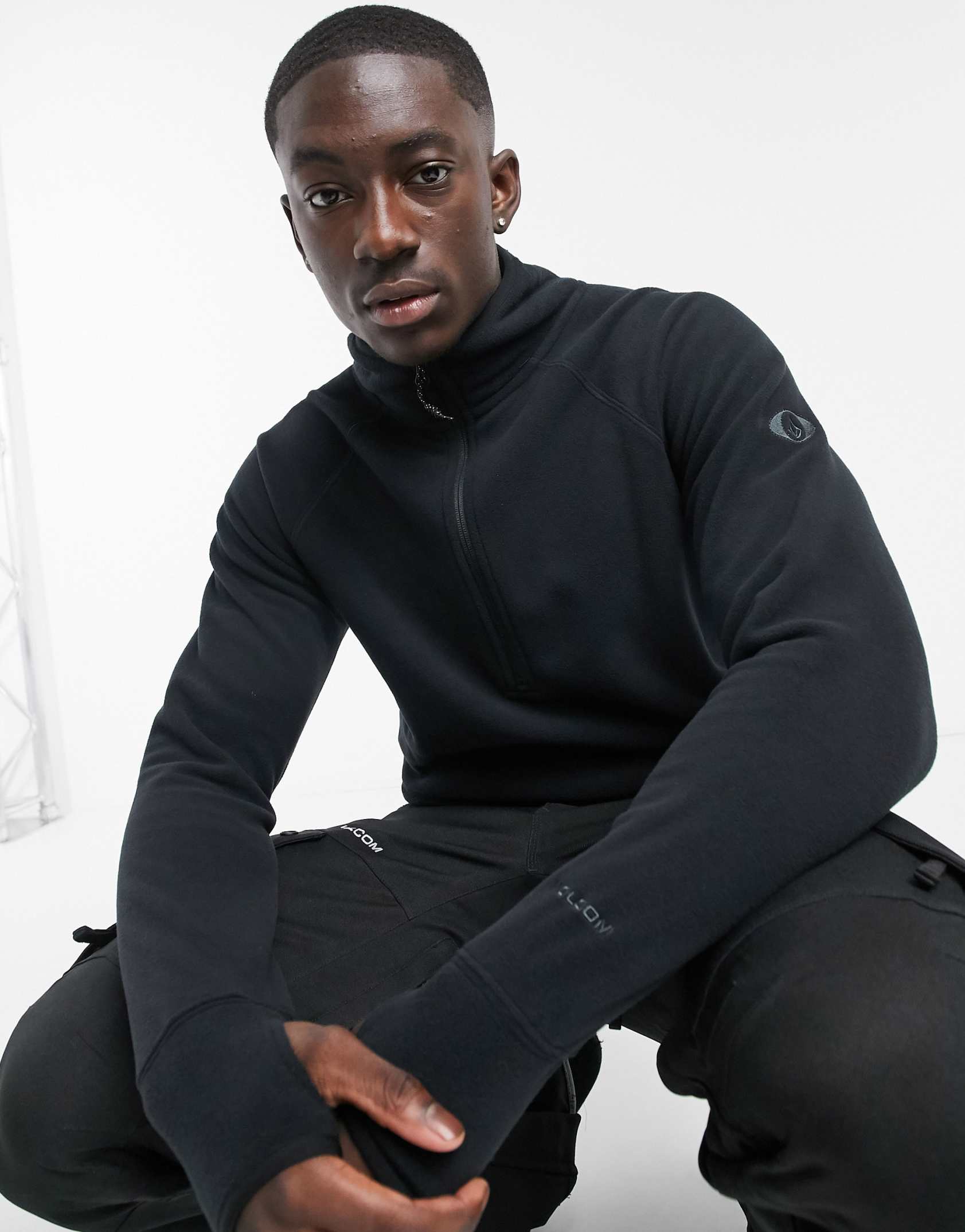 Volcom Polartec 1 4 zip fleece in black ASOS Price Checker