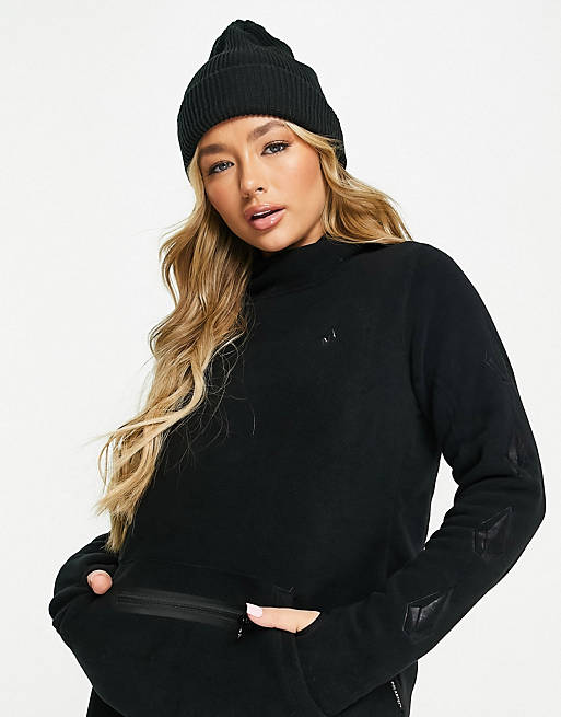 Women Volcom polartec hoodie in black 
