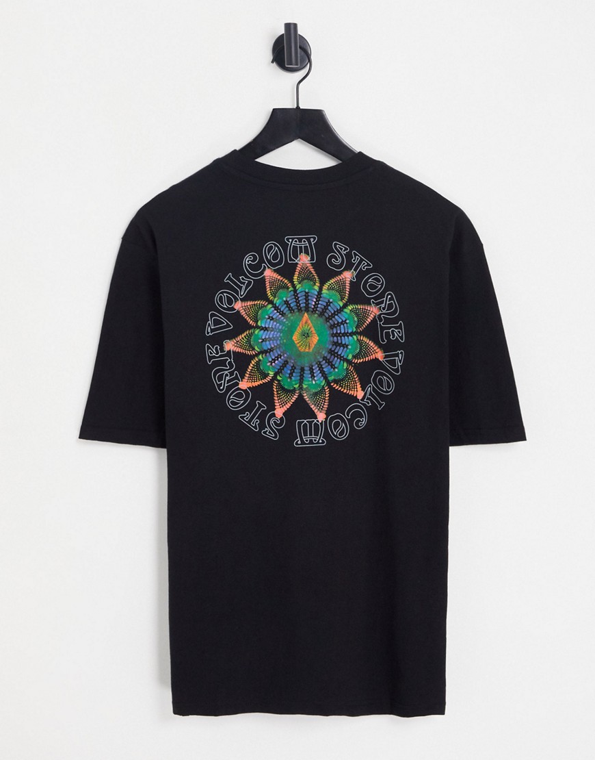 volcom star shields back print t-shirt in black