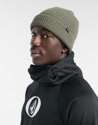 Volcom – Sweep – Gefütterte Strickmütze in Khaki