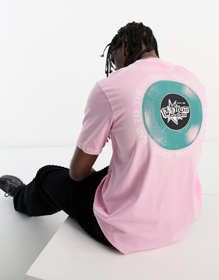 Volcom t-shirt with LP back print in pink