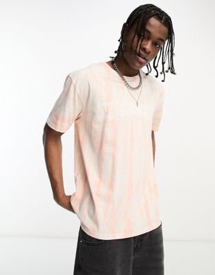Volcom t-shirt with trippin print in orange tie dye