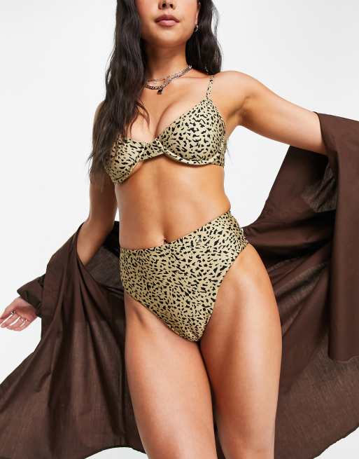 Volcom Ur An Animal high waist bikini bottom in animal print