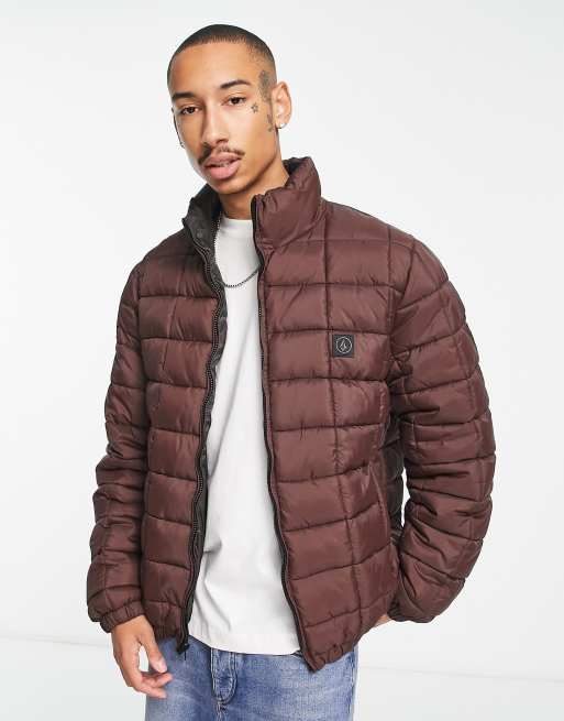 Volcom Walltzerd puffer jacket in brown | ASOS