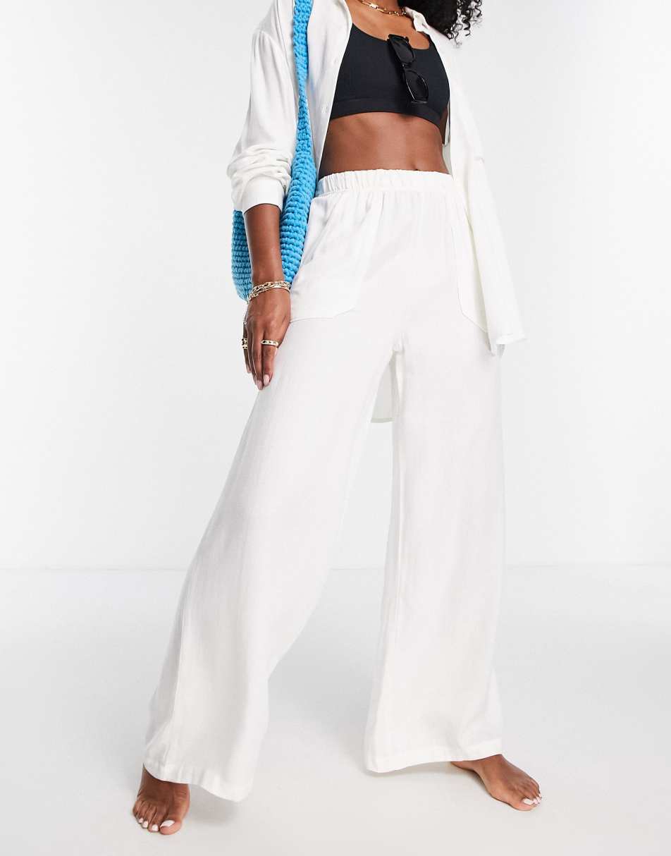 Volcom X CoCo Ho beach trouser co-ord in white