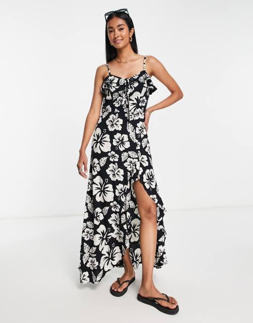Volcom x CoCo Ho - Maxi strand-sommerkjole i sort og hvid  