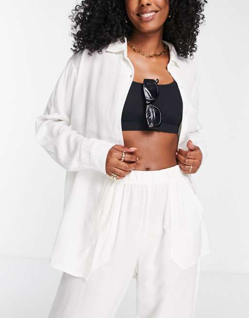 Volcom X CoCo Ho - Strandoverhemd in wit, deel van co-ord set 