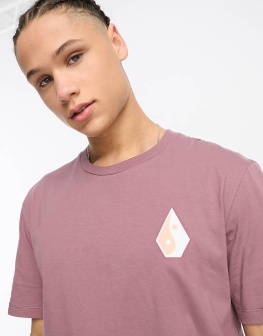 Volcom zenner t-shirt with back print in dusty purple, 3 of 4