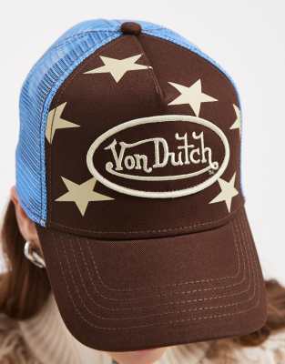 Von Dutch americana trucker cap in brown and blue | ASOS