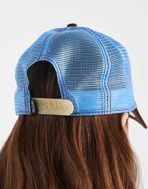 Von Dutch americana trucker cap in brown and blue, 3 of 3