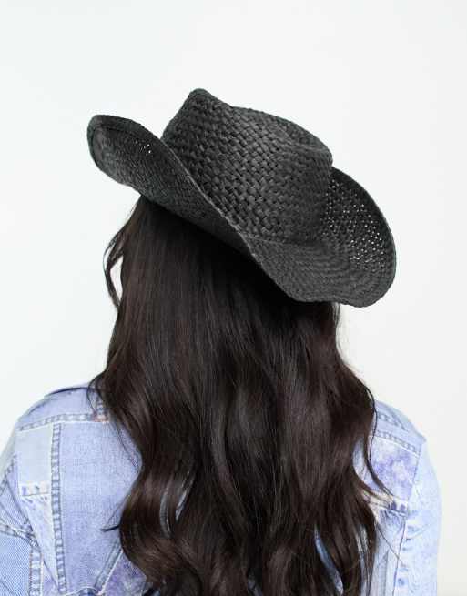 Von Dutch Anna straw cowboy hat in black