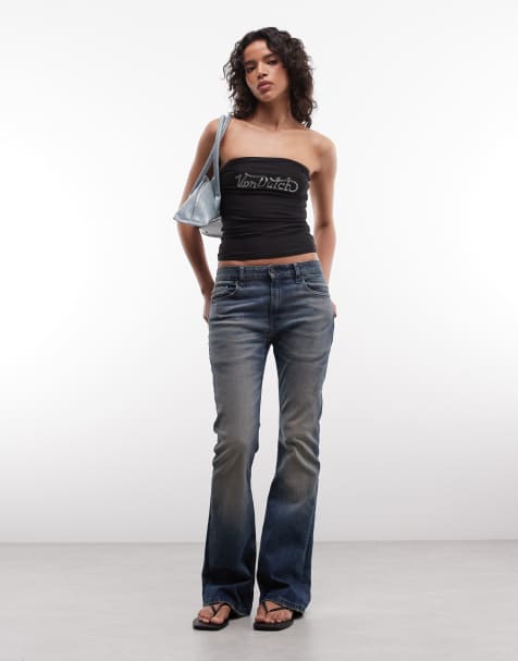 Von Dutch bandeau top with diamante graphic in black - view 1