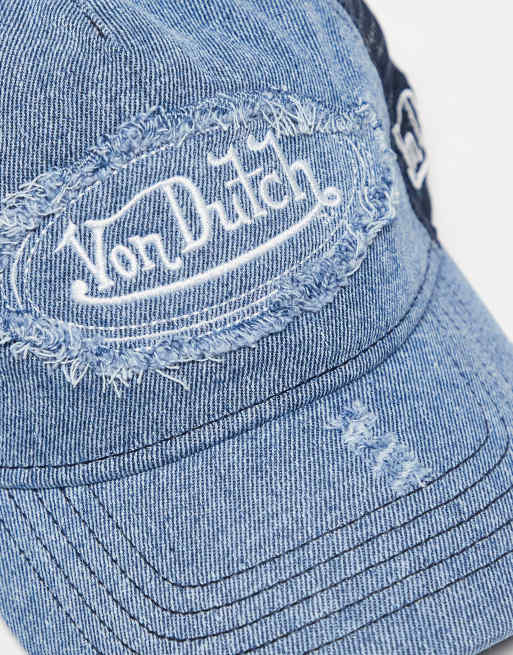 Von Dutch - Blå trucker-kasket i denim med slid , 2 af 3