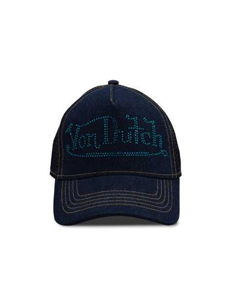 Von Dutch bling trucker cap in dark denim - view 1