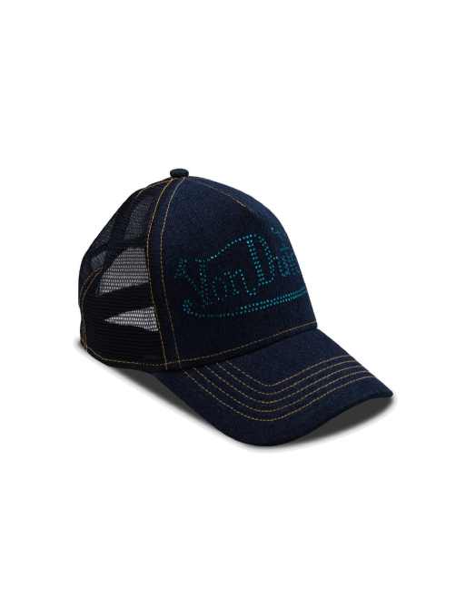 Von Dutch bling trucker cap in dark denim, 3 of 3