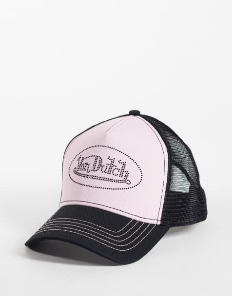 Von Dutch bling trucker cap in pink and black - view 1
