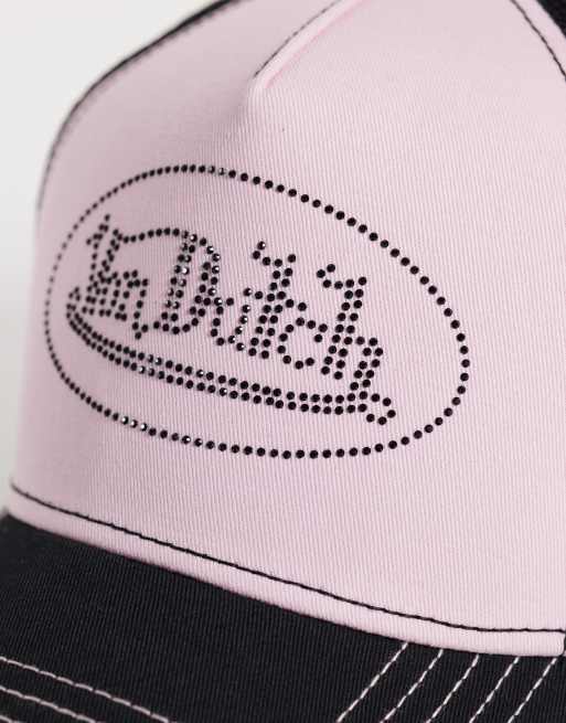 Von Dutch bling trucker cap in pink and black, 2 of 3
