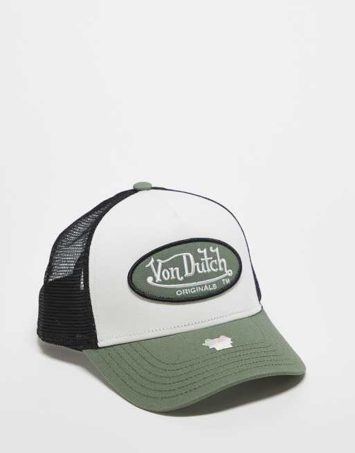 Von Dutch – Boston – Czapka z daszkiem trucker w kolorze białym i khaki 