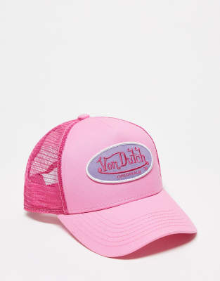 Von Dutch Boston trucker cap in pink and purple