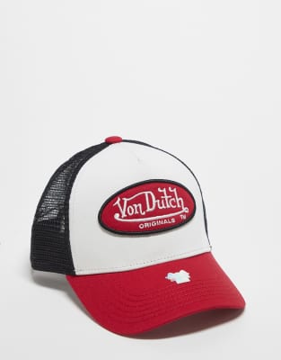 Von Dutch boston trucker cap in red and white φωτογραφία