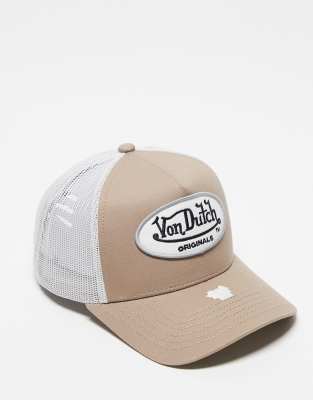 Von Dutch - Boston - Trucker-Kappe in Steinbeige und Weiß-Neutral