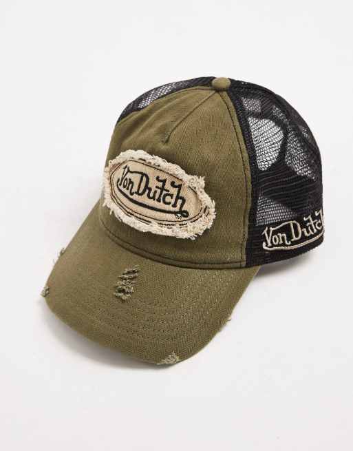 Von Dutch - Casquette camionneur en jean à logo - Vert vintage