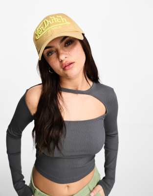 Von Dutch unstructured baseball cap in tan - ASOS Price Checker