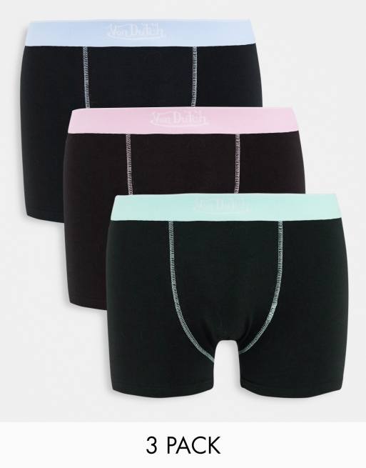 Von Dutch - Confezione da tre paia di boxer con elastico in vita a contrasto, colore nero