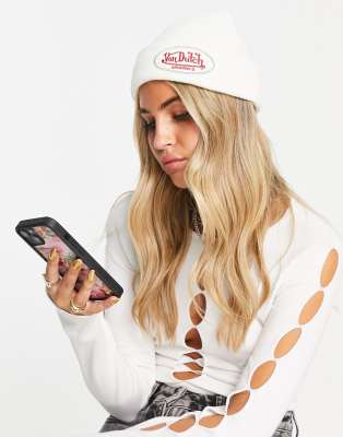 Von Dutch Conny fisherman beanie in white - ASOS Price Checker