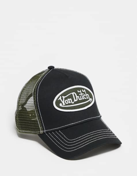 Von Dutch contrast stitch trucker in black and khaki  - view 1
