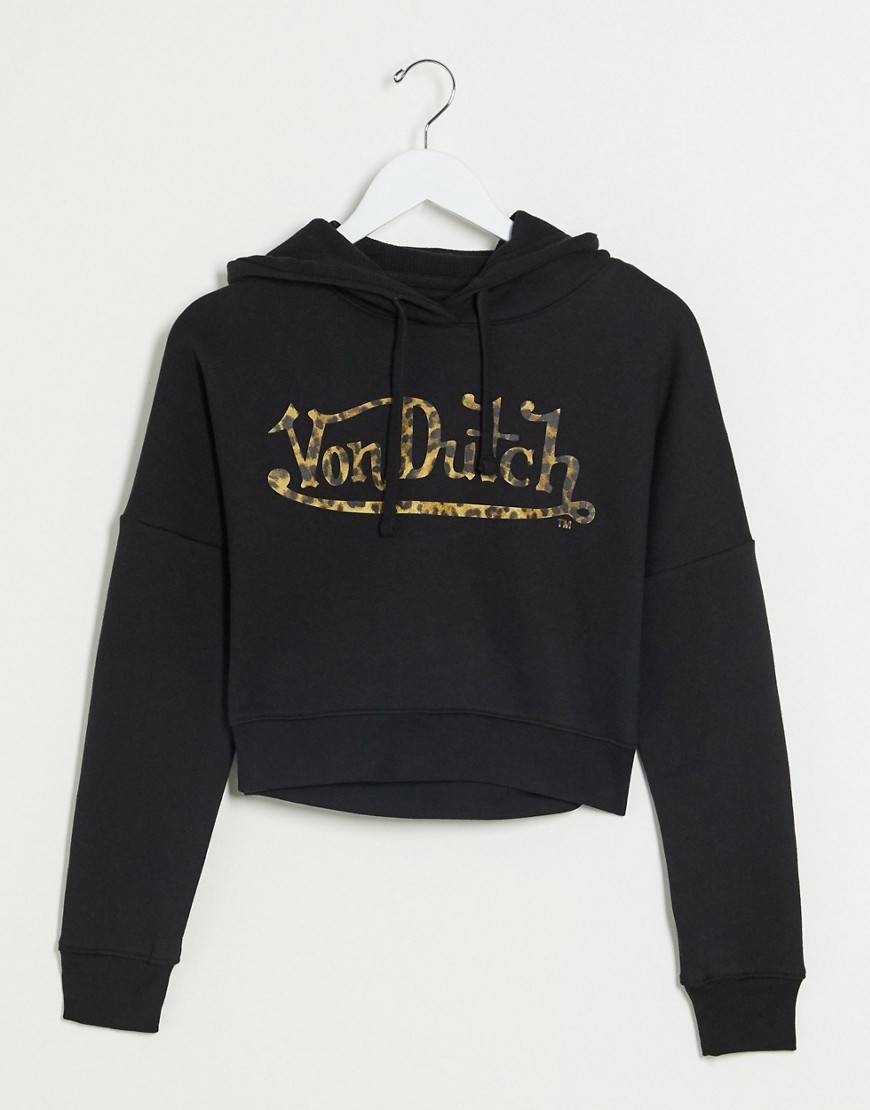 Von Dutch cropped tracksuit logo hoodie-Black