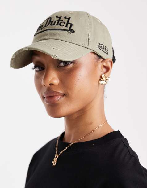Von Dutch dad baseball cap in washed stone with contrast logo - view 1